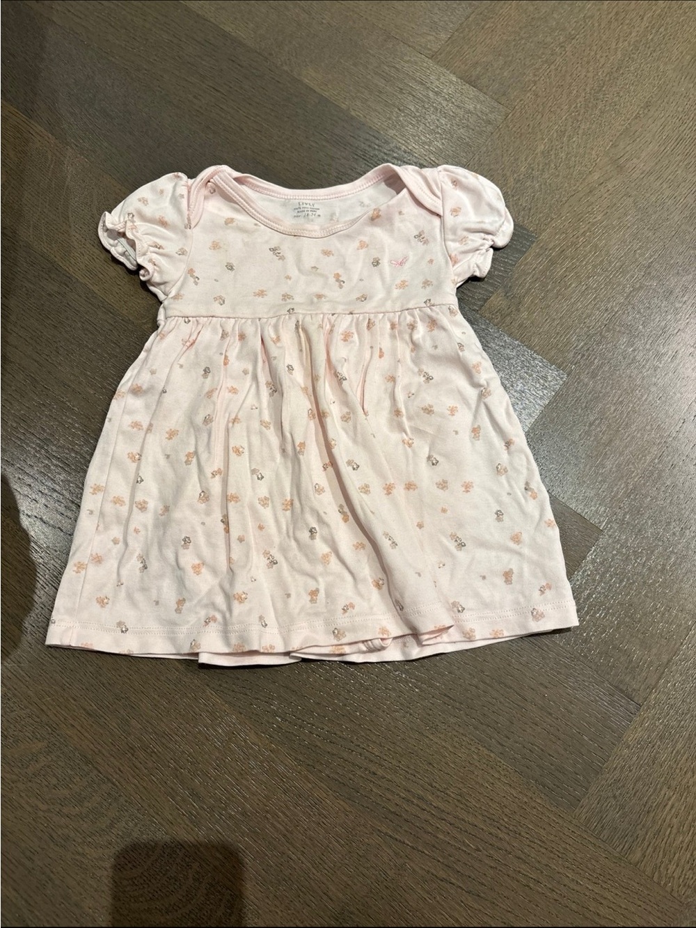 Livly 100% Pima Cotton Soft Pink Baby Dress with Tiny Floral Print